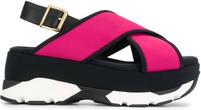 Marni platform cross strap sandals Pink