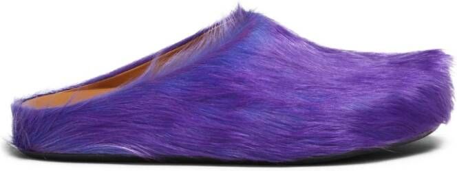 Marni Fussbet Sabot calf-hair slippers Purple