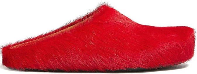 Marni Fussbet Sabot calf-hair slippers Red