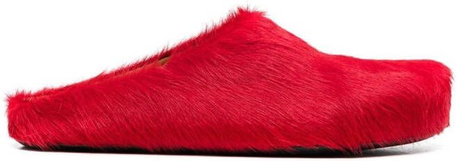 Marni Fussbet Sabot calf-hair slippers Red - Picture 1