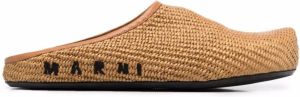 Marni Sabot cotton-woven slippers Brown