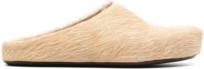 Marni Fussbet Sabot calf-hair slippers Neutrals