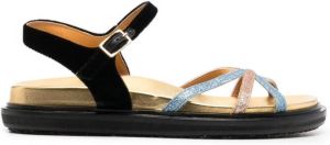 Marni shimmer crossover-strap sandals Black