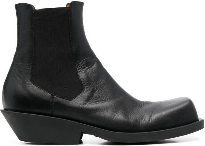 Marni square-toe leather ankle boots Black