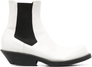 Marni square-toe leather ankle boots White