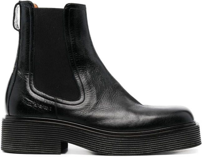 Marni square-toe leather boots Black