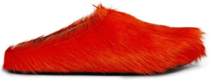 Marni Fussbet Sabot calf-hair slippers Orange