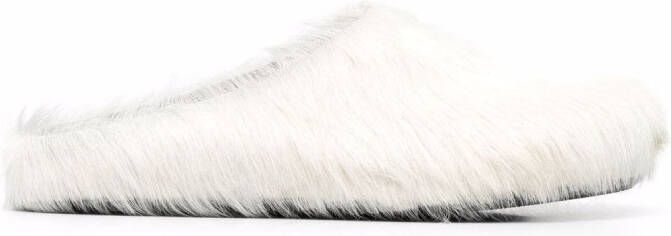 Marni Fussbet Sabot calf-hair slippers White