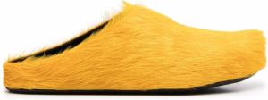 Marni textured calf hair clog slippers Yellow
