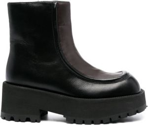 Marni two-tone square-toe leather boots Black