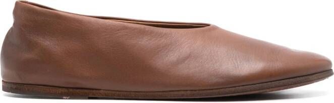 Marsèll almond-toe leather ballerina shoes Brown