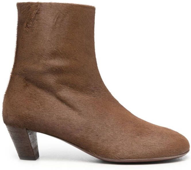 Marsèll brushed-hair round-toe boots Brown