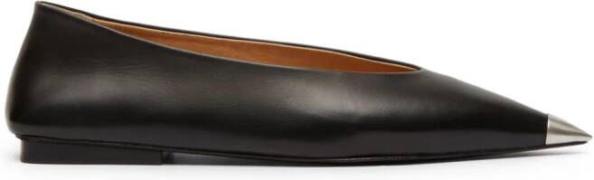 Marsèll pointed-toe leather ballerina shoes Black