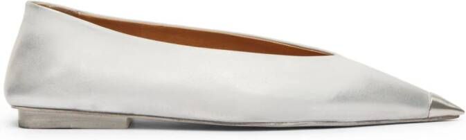 Marsèll pointed-toe leather ballerina shoes Silver