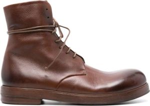 Marsèll round-toe lace-up leather boots Brown