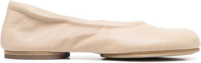 Marsèll round-toe leather ballerina shoes Neutrals
