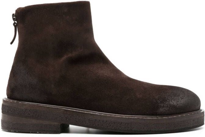 Marsèll round-toe suede ankle boots Brown