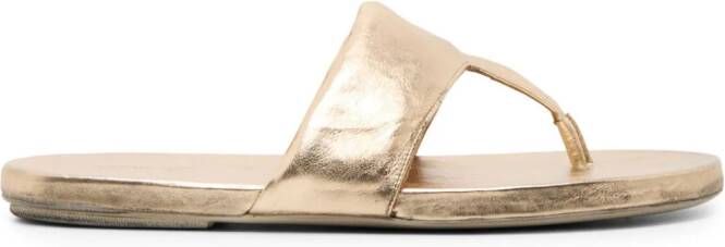 Marsèll Spanciata metallic-leather flip flops Gold