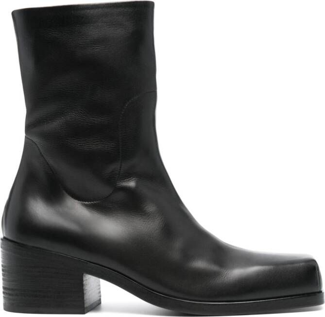 Marsèll square-toe leather ankle boots Black