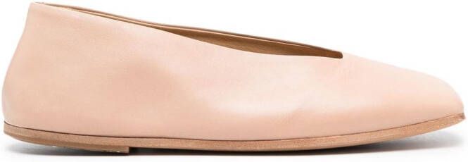 Marsèll square-toe leather ballerina shoes Neutrals