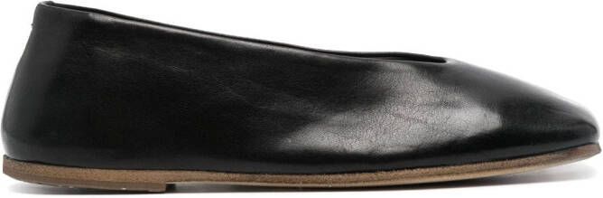 Marsèll square-toe leather ballerina shores Black