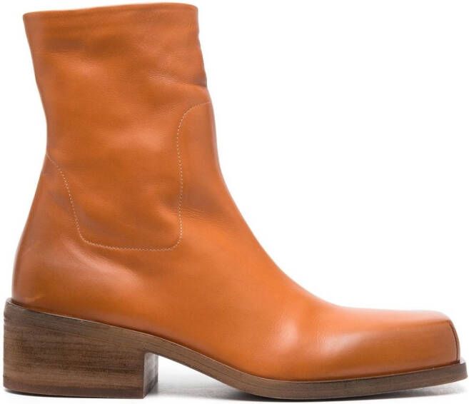 Marsèll zip-up 50mm leather boots Orange