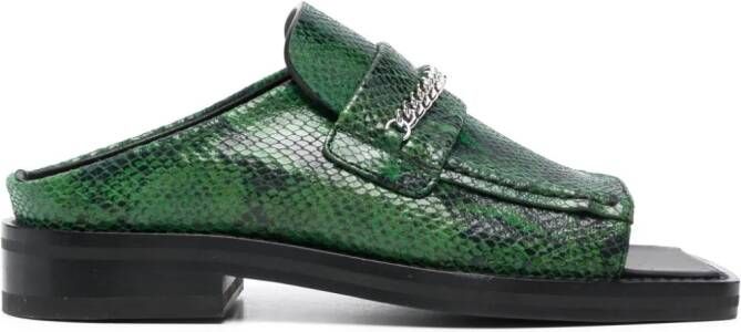 Martine Rose snakeskin-effect leather mules Green