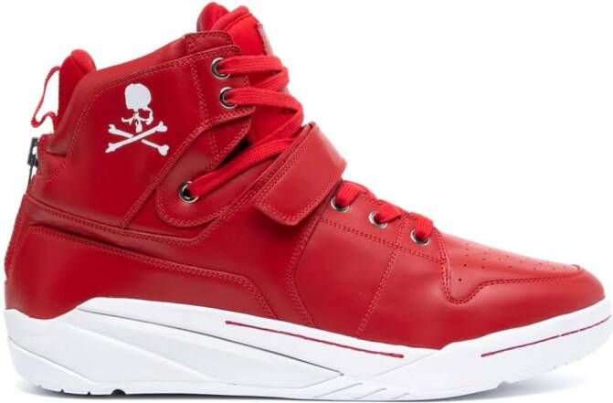 Mastermind World skull-print leather sneakers Red