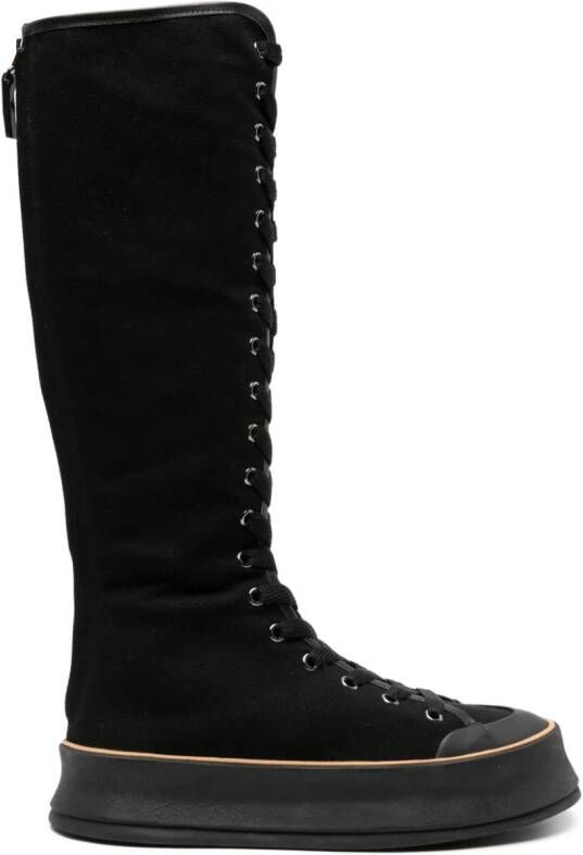 Max Mara lace-up canvas boots Black
