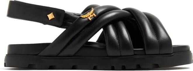 MCM crossover padded leather sandals Black