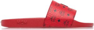 MCM Visetos monogram-print slides Red