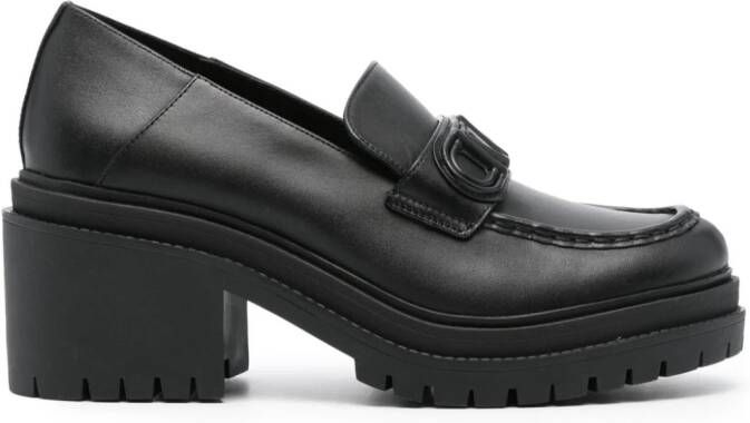 Michael Kors 80mm logo-plaque leather loafers Black