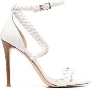 Michael Kors Astrid braided-strap faux-leather sandals White