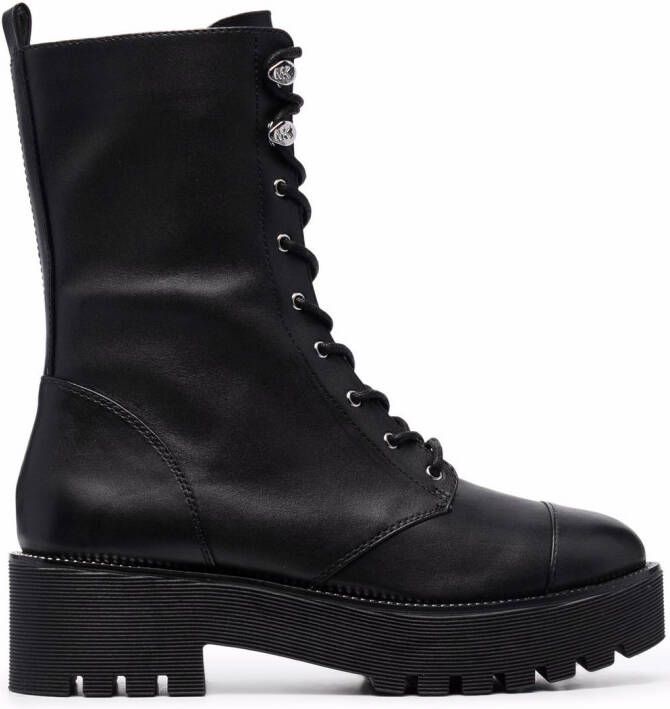 Michael Kors Bryce leather platform combat boots Black
