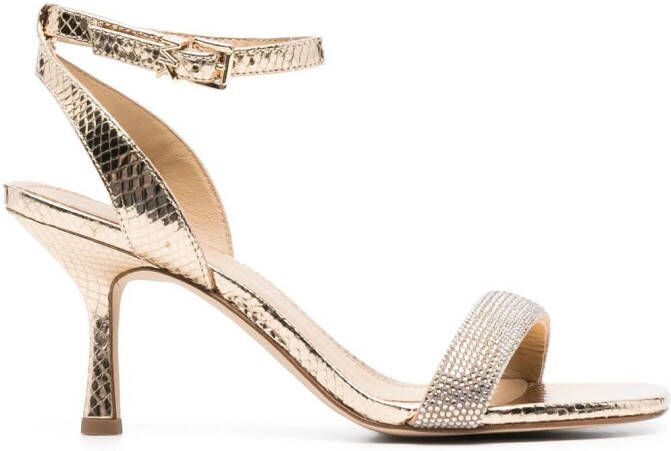 Michael Kors Carrie crystal-embellished embossed sandals Gold