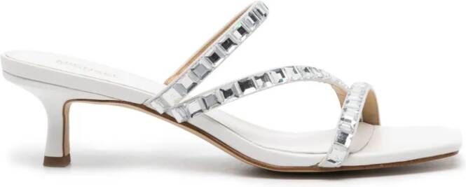 Michael Kors crystal-embellished leather mules White