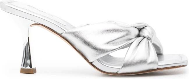 Michael Kors Elena 75mm metallic leather sandals Silver