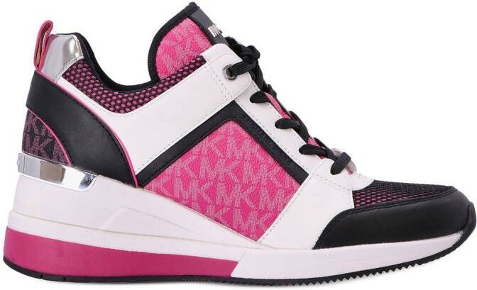 Michael Kors logo-strap wedge-heel sneakers Pink