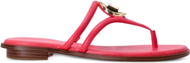 Michael Kors Hampton logo-plaque thong-strap slides Pink