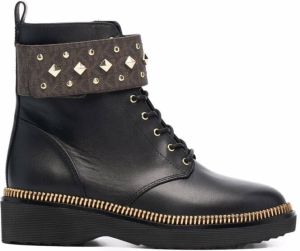 Michael Kors Haskell studded logo leather boots Black