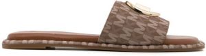 Michael Kors Hayworth leather sliders Brown