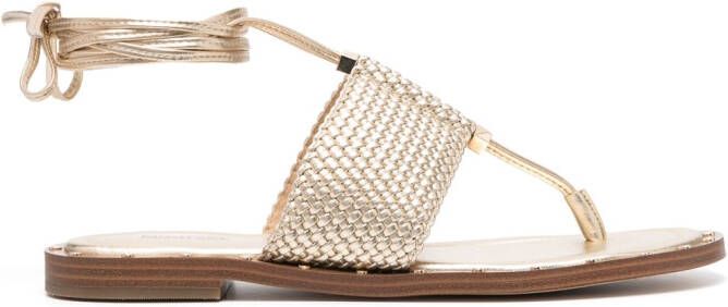 Michael Kors interwoven ankle-tie fastening sandals Gold