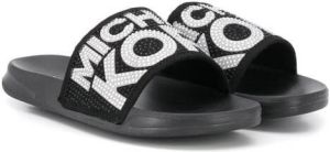Michael Kors Kids embellished logo slippers Black