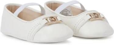 Michael Kors Kids logo-plaque round-toe ballerinas White