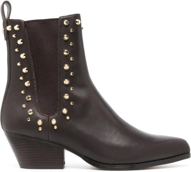 Michael Kors Kinlee 50mm studded leather boots Brown