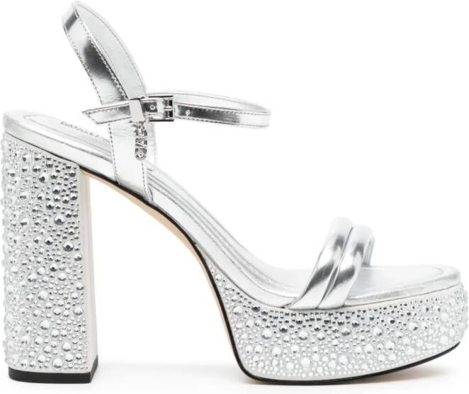 Michael Kors Laci 110mm metallic platform sandals Silver