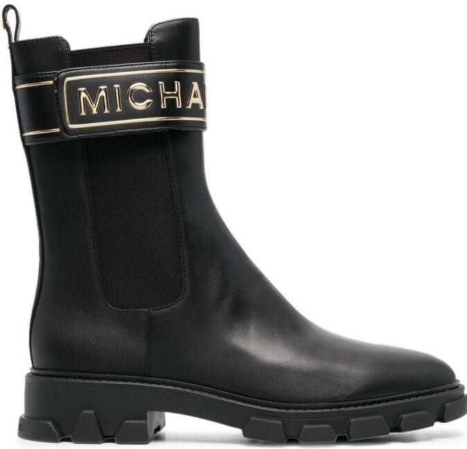 Michael Kors leather logo-stamp boots Black