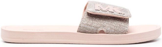 Michael Kors logo glitter slides Pink