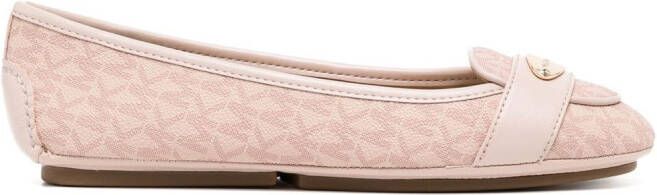 Michael Kors logo monogram leather loafers Pink