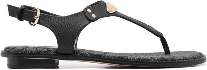 Michael Kors logo-plaque leather sandals Black